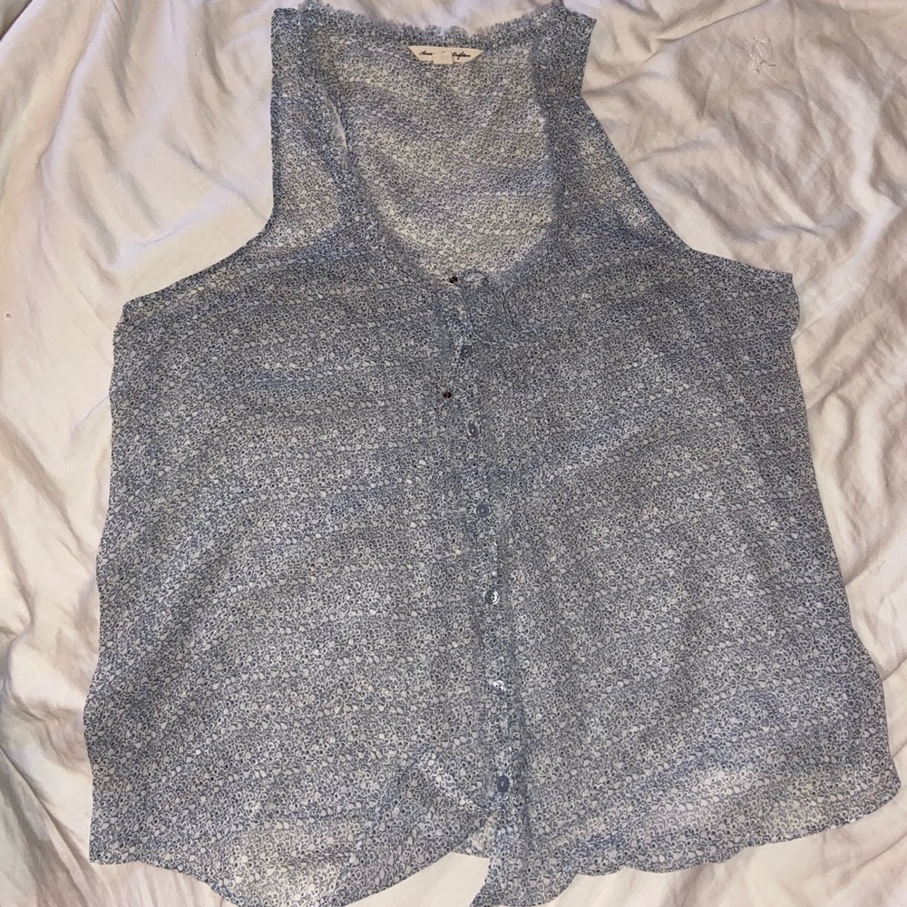 blue patterned blouse xxl